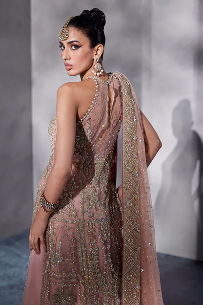 Soraya | Peach Net Embellished Bridal Lehenga