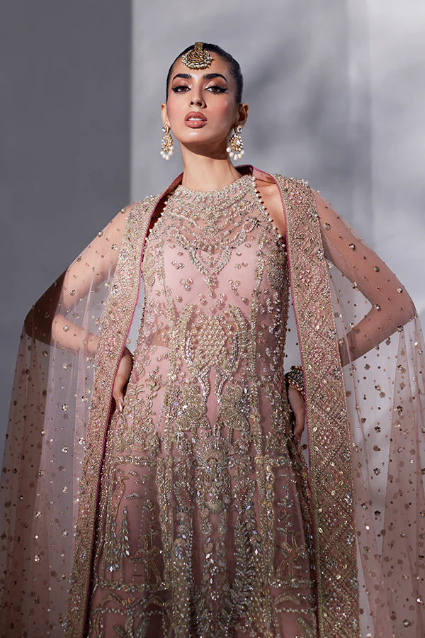 Soraya | Peach Net Embellished Bridal Lehenga