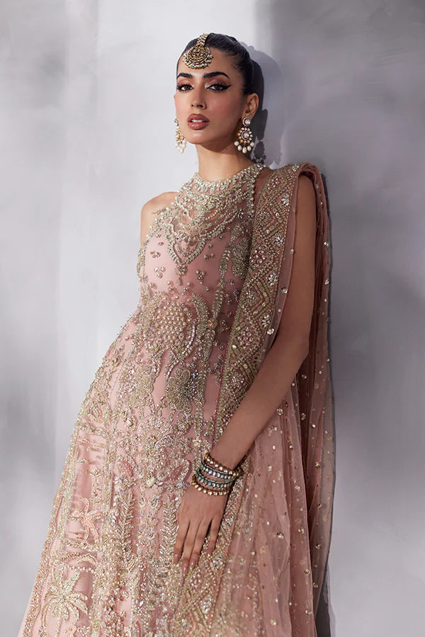 Soraya | Peach Net Embellished Bridal Lehenga