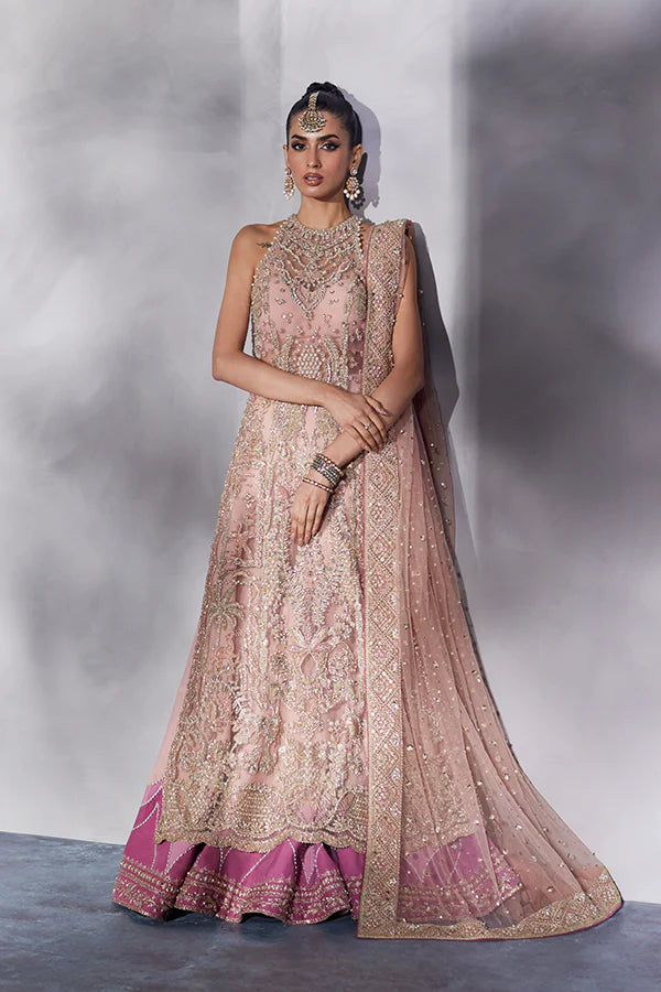 Soraya | Peach Net Embellished Bridal Lehenga