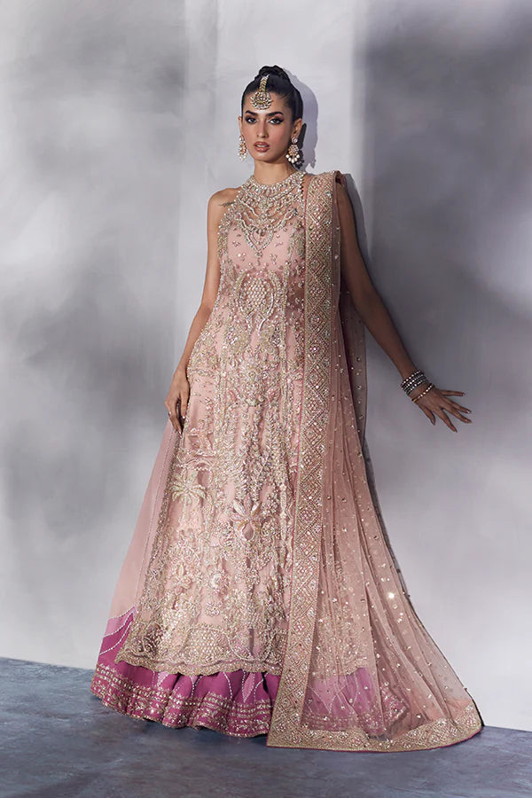 Soraya | Peach Net Embellished Bridal Lehenga