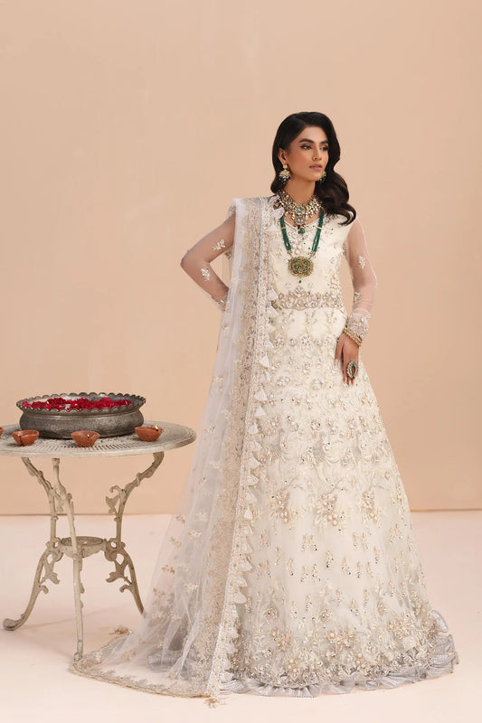 Ivory Elegance | White Hand Embellished Peshwas Gown