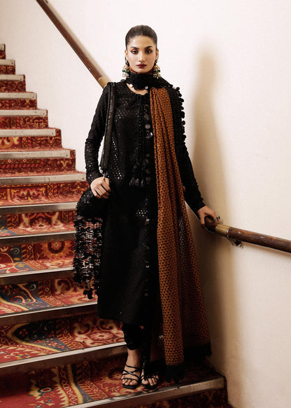 Hussain Rehar | Black Embellished Silk Suit