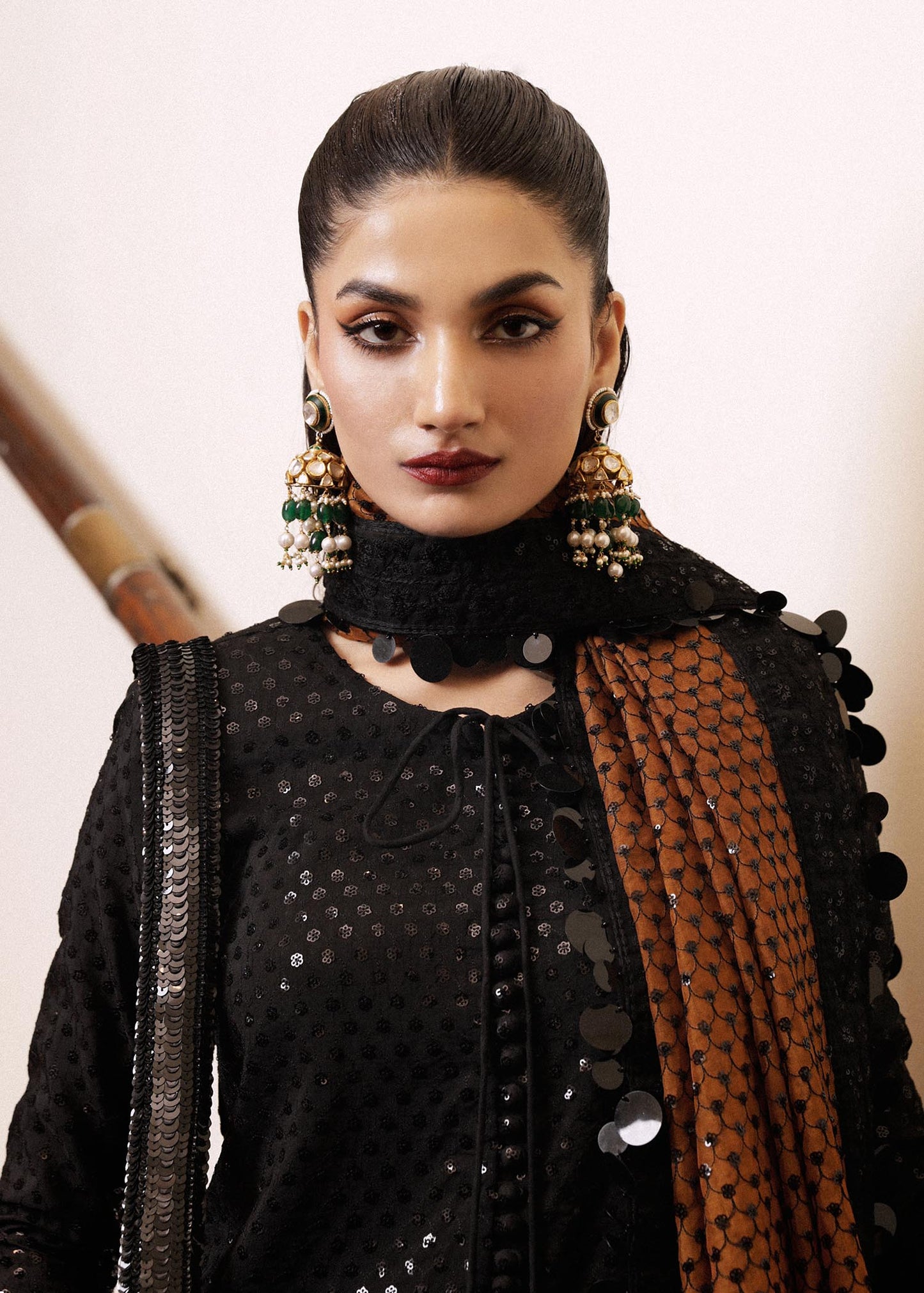 Hussain Rehar | Black Embellished Silk Suit