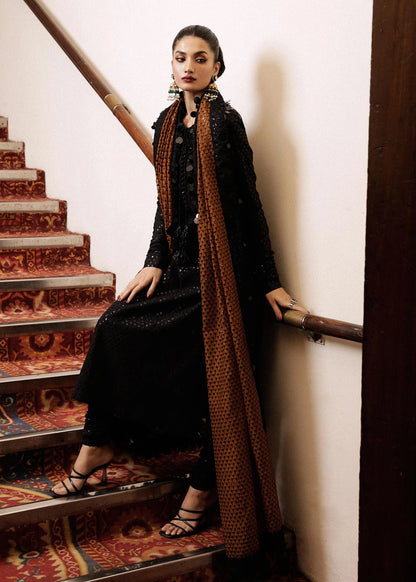 Hussain Rehar | Black Embellished Silk Suit