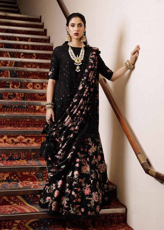 Hussain Rehar | Black Silk Embellished Sharara