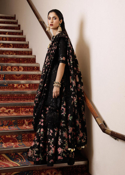 Hussain Rehar | Black Silk Embellished Sharara