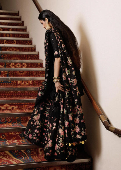 Hussain Rehar | Black Silk Embellished Sharara