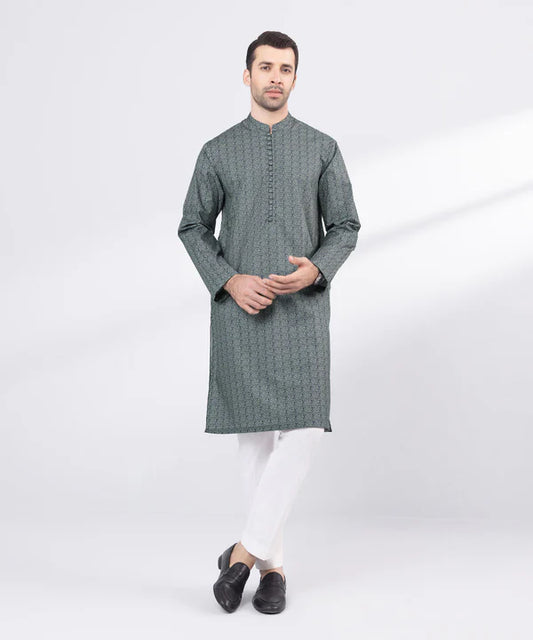 1 Piece | Blue Printed Cotton Kurta