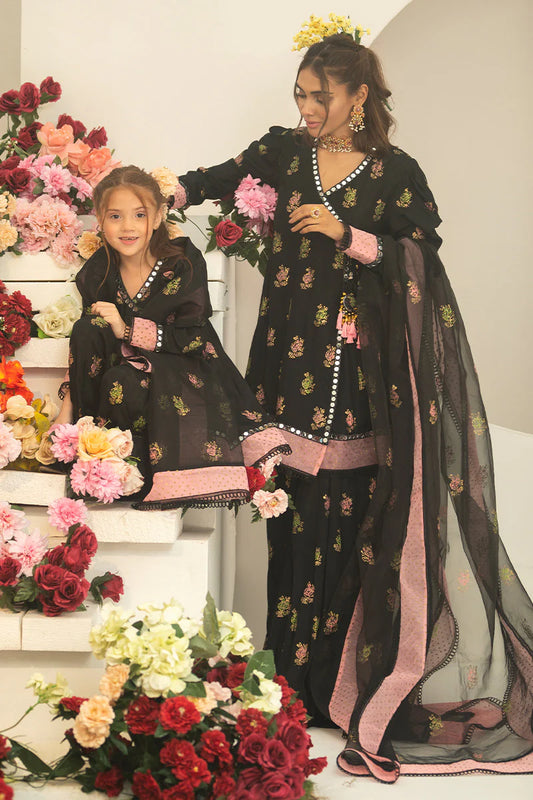 Maha Mother Daughter Combo l Black Silk Suit