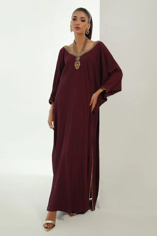 Neelu | Plum Embellished Kaftan