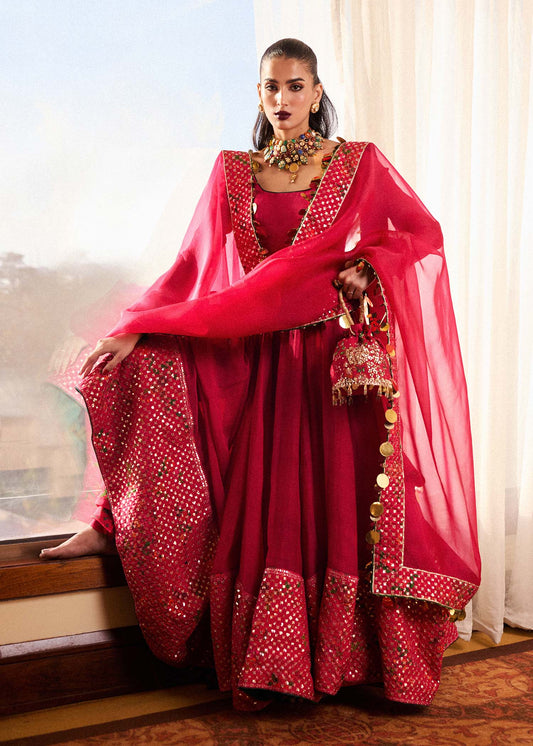 Hussain Rehar | Hot Pink Chanderi Silk Churidar