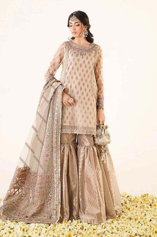 Maria B | Off White Embroidered Hand Embellished Gharara