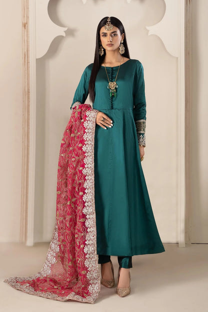 Maria B | Green Two Tone Silk Suit