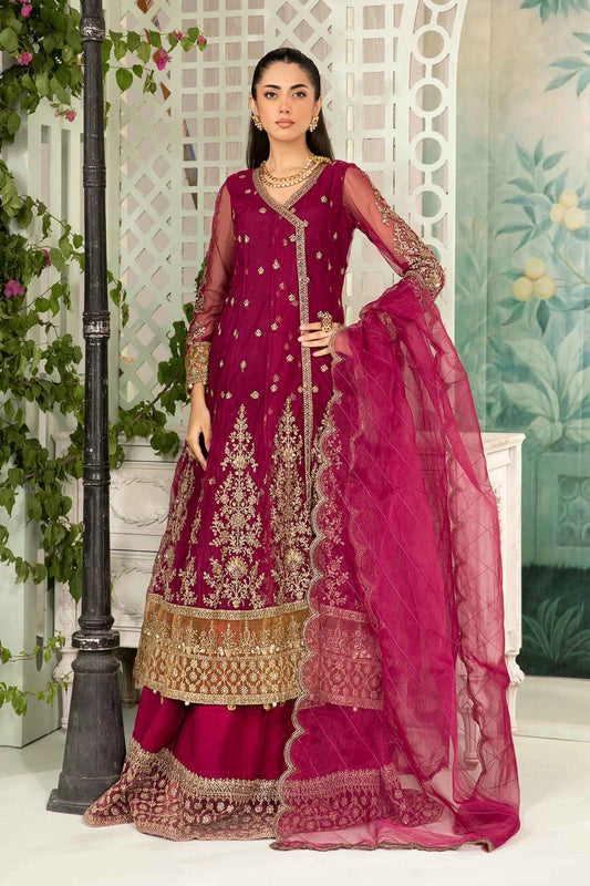 Maria B | Magenta Net Embellished Angrakha Lehenga