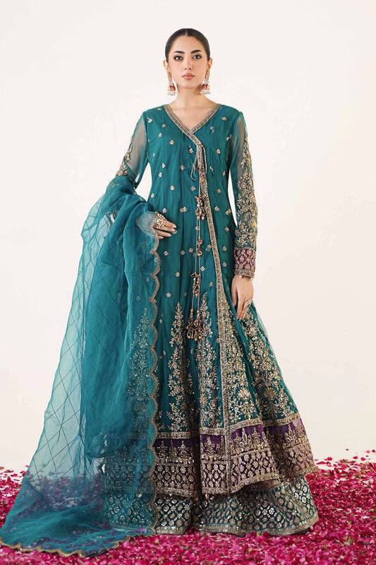 Maria B | Teal Net Embellished Angrakha Lehenga