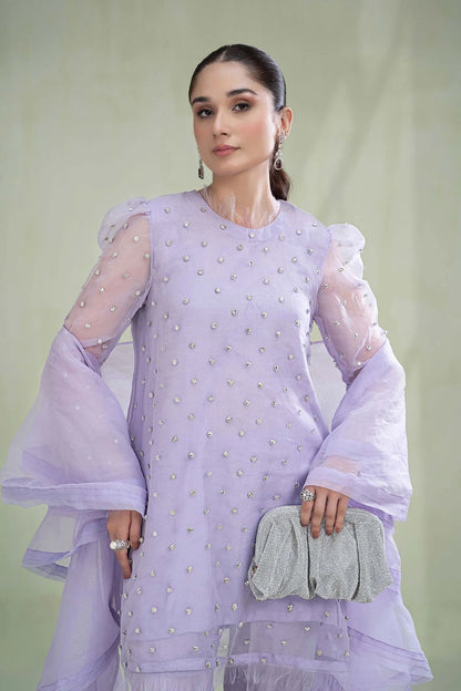 Maria B | Lilac Organza Embellished Suit