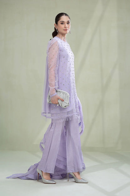 Maria B | Lilac Organza Embellished Suit