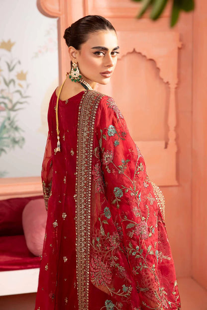 Maria B | Red Organza Hand Embroidered Angrakha Suit