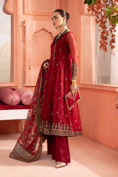 Maria B | Red Organza Hand Embroidered Angrakha Suit