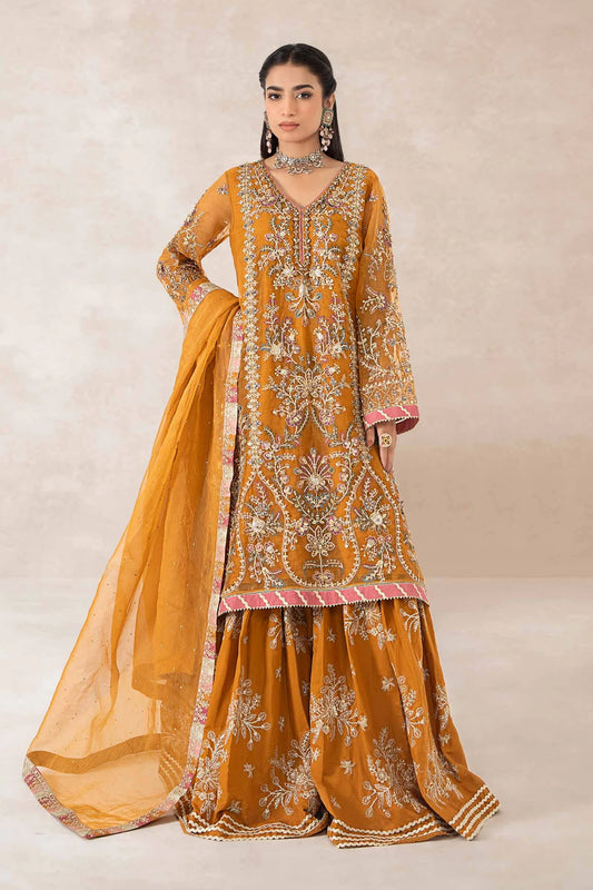 Maria B | Mustard Organza Embroidered Gharara