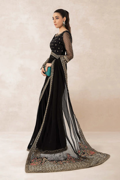 Maria B | Black Embroidered Organza Saree