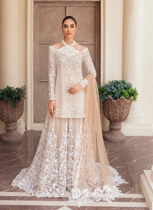 Radiant Pearl l Rose Gold Embellished Sharara