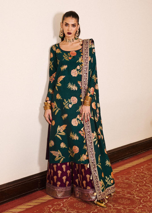 Hussain Rehar | Silk Floral Suit Palazzo Pants