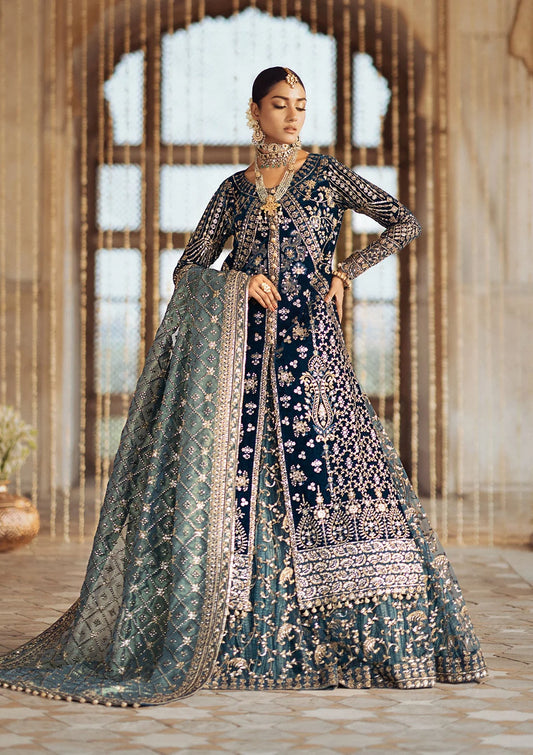 Dastoor | Blue Embroidered Velvet Sharara