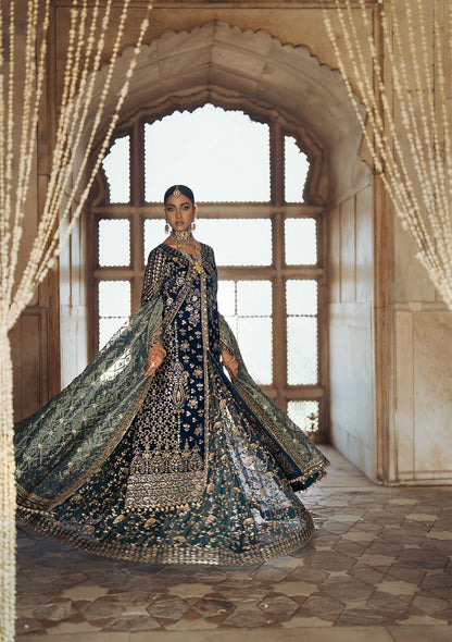 Dastoor | Blue Embroidered Velvet Sharara