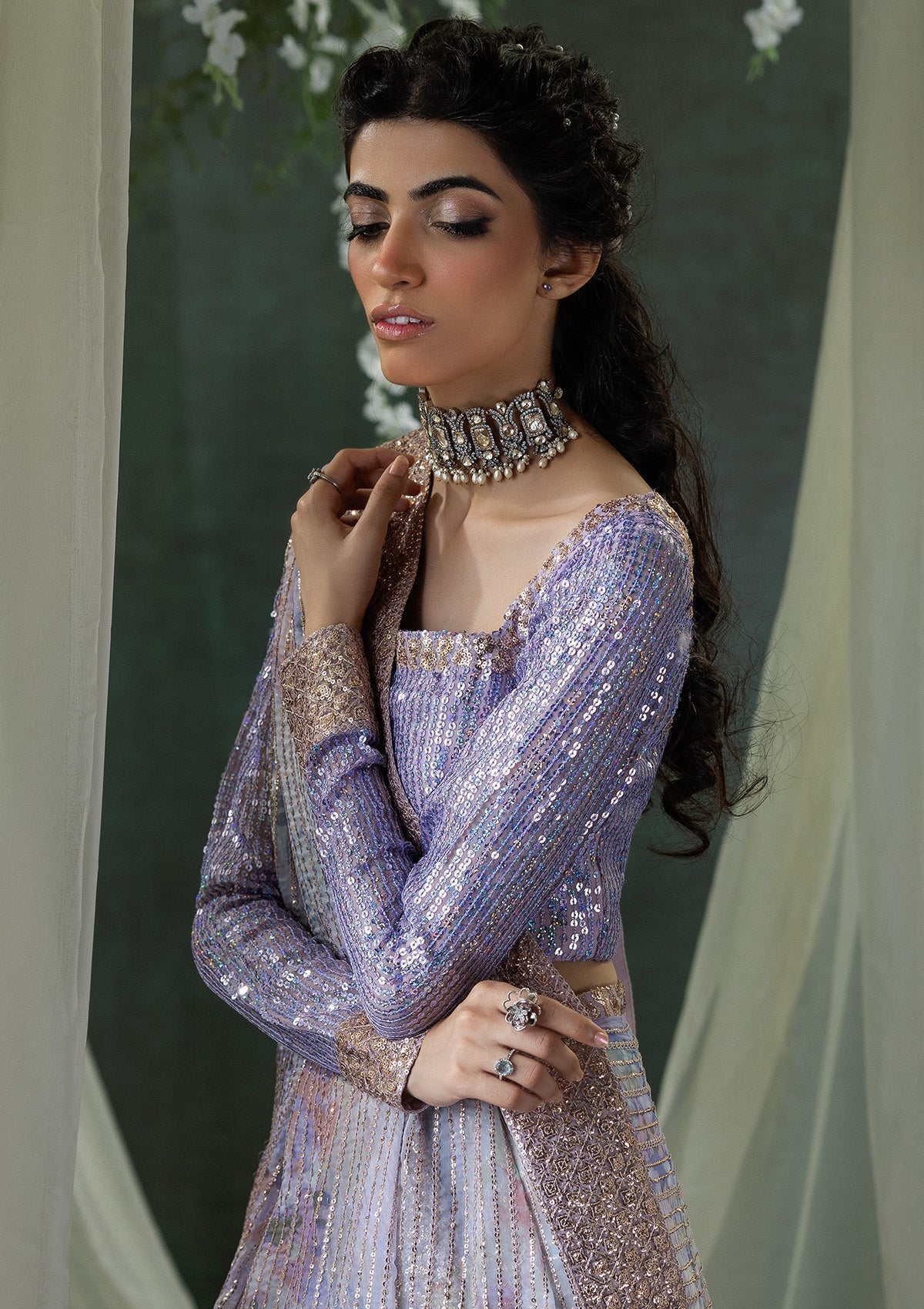 Jeet | Amethyst Sequenced Embellished Chiffon Saree