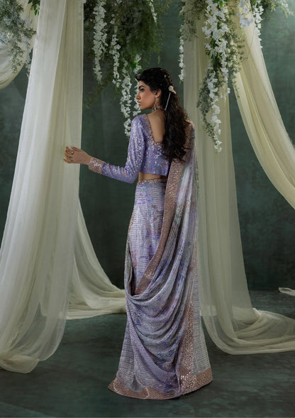 Jeet | Amethyst Sequenced Embellished Chiffon Saree