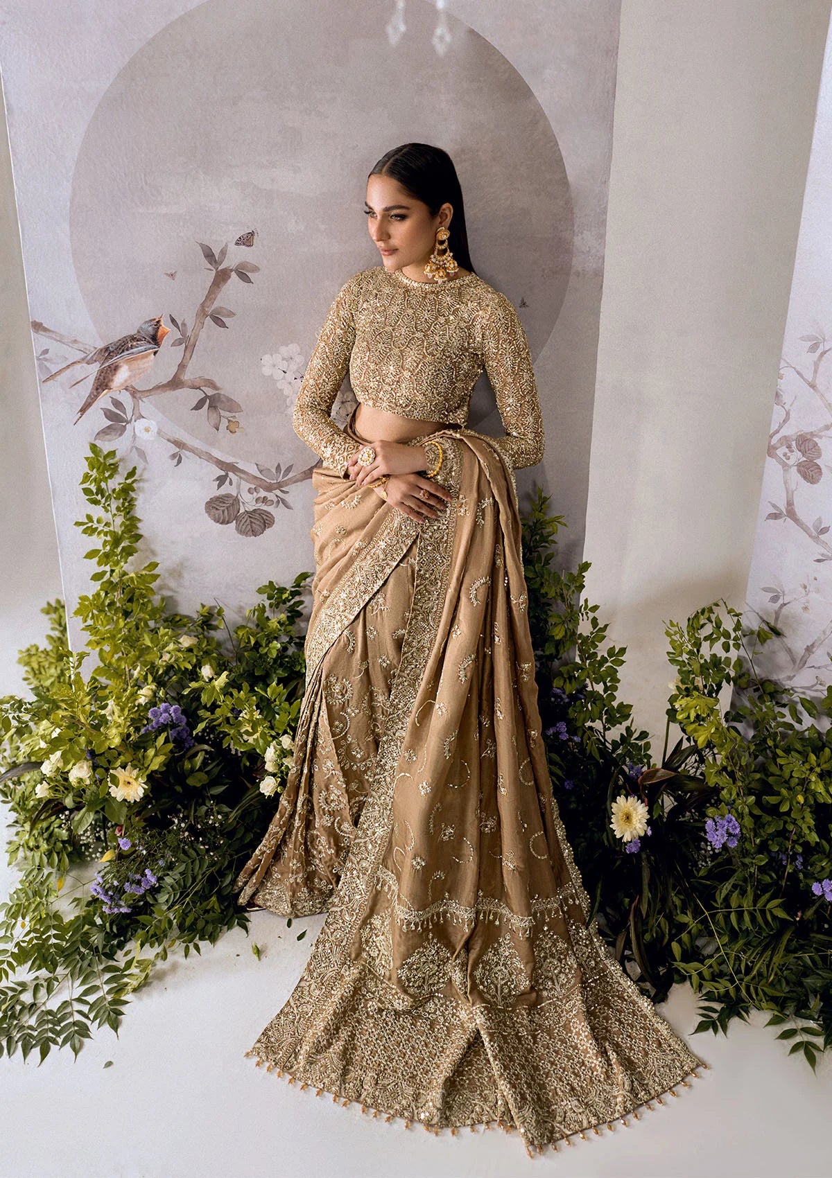 Umber | Embroidered Net Luxury Silk Saree