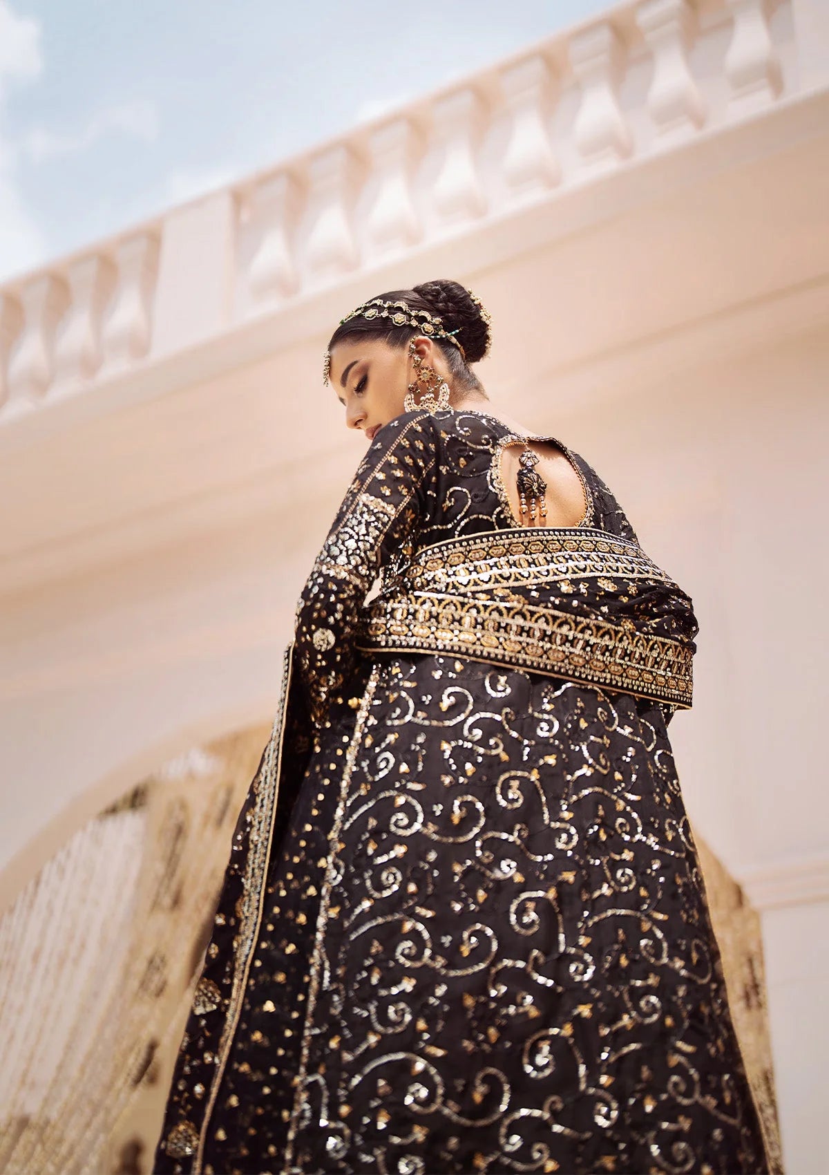 Zara | Black Embroidered Embellished Khaadi Net Dress