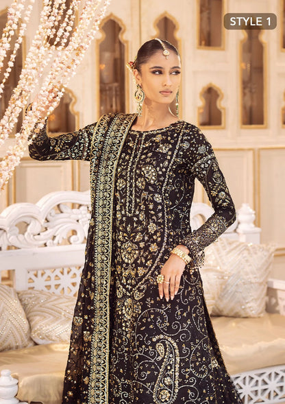 Zara | Black Embroidered Embellished Khaadi Net Dress