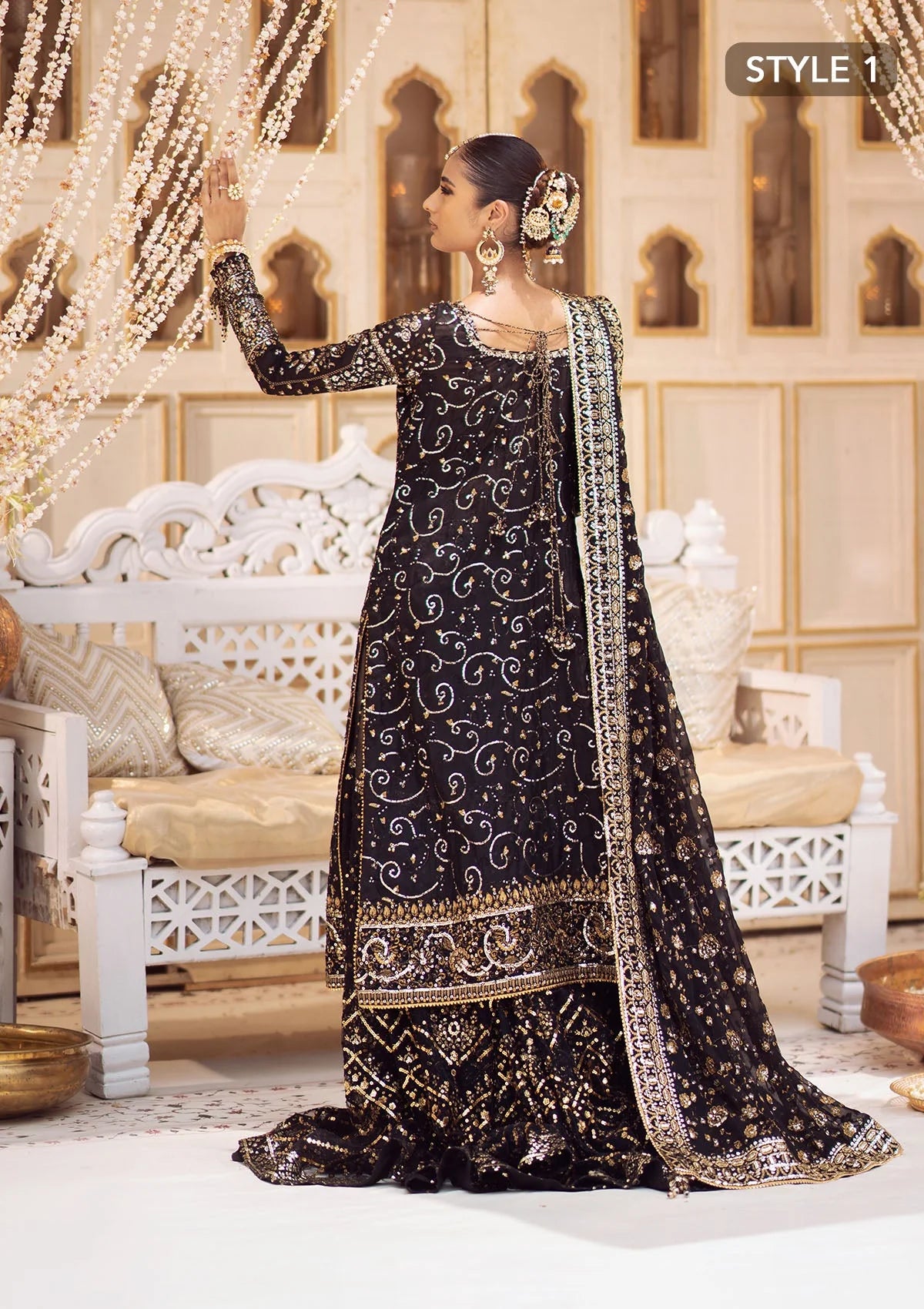 Zara | Black Embroidered Embellished Khaadi Net Dress