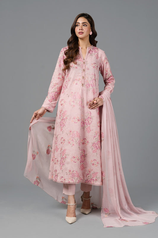 3 Piece | Embroidered Floral Karandi Lawn Dress