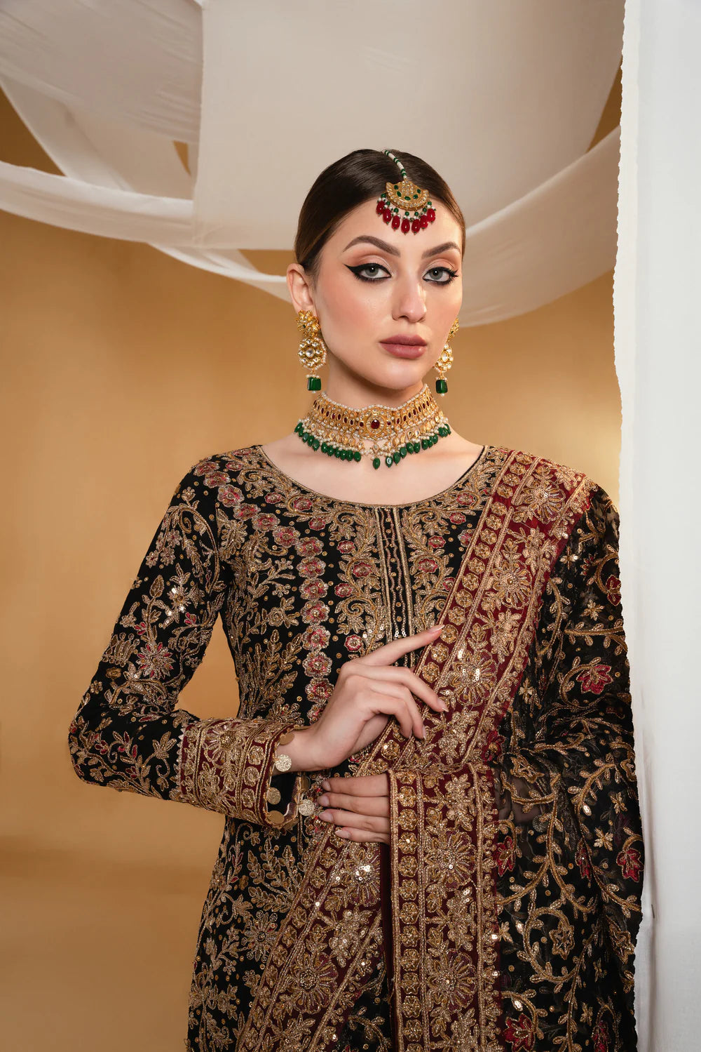 Anjali | Black Chiffon Embroidered Suit